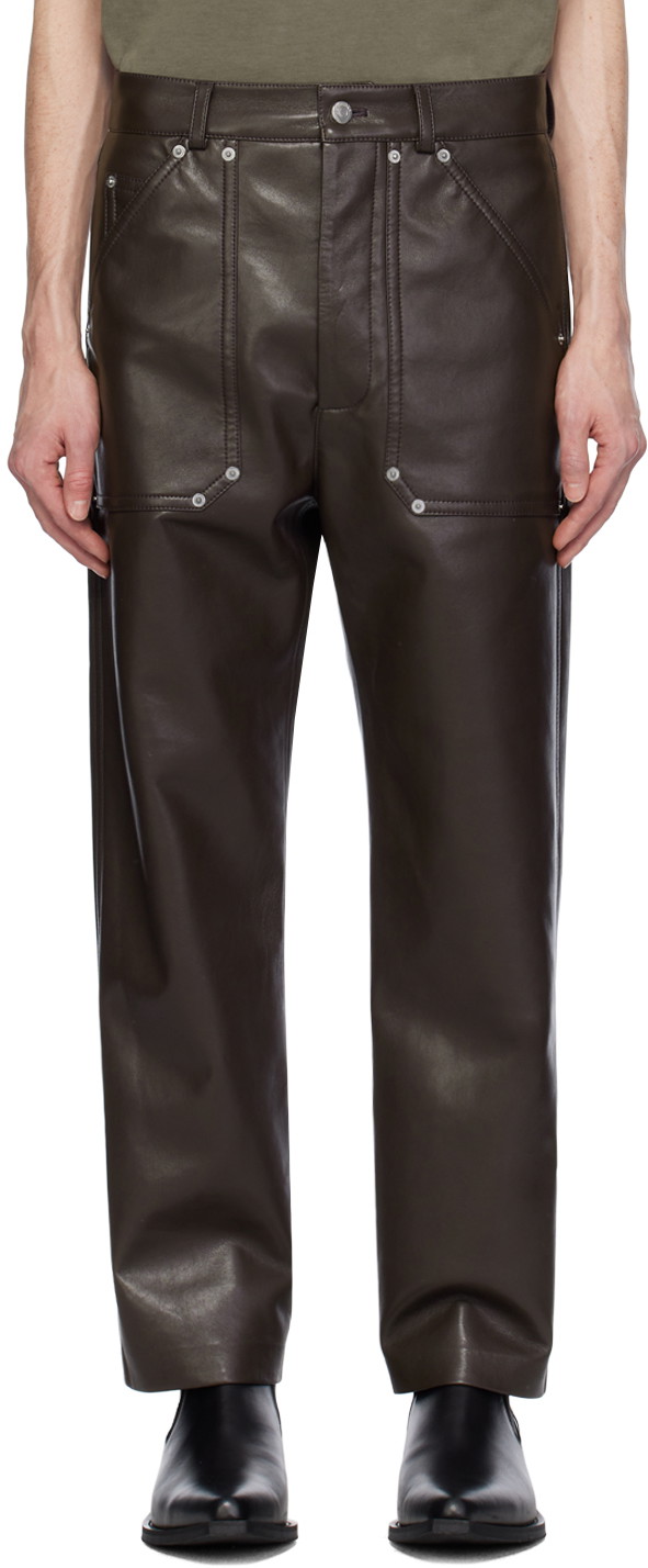 Nadrág Nanushka Quido Regenerated Leather Trousers Barna | NM24RSPA01378