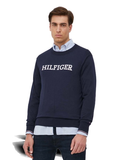 Pulóver Tommy Hilfiger Hilfiger Monotype Supima Relaxed Jumper Sötétkék | MW0MW31584