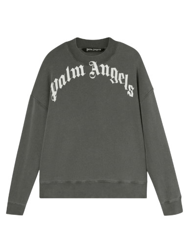 Sweatshirt Palm Angels GD Curved Logo Crew Szürke | PMBA026C99FLE0011001