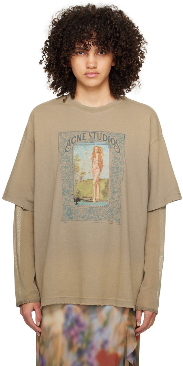 Póló Acne Studios Layered T-Shirt Bézs | AL0379-