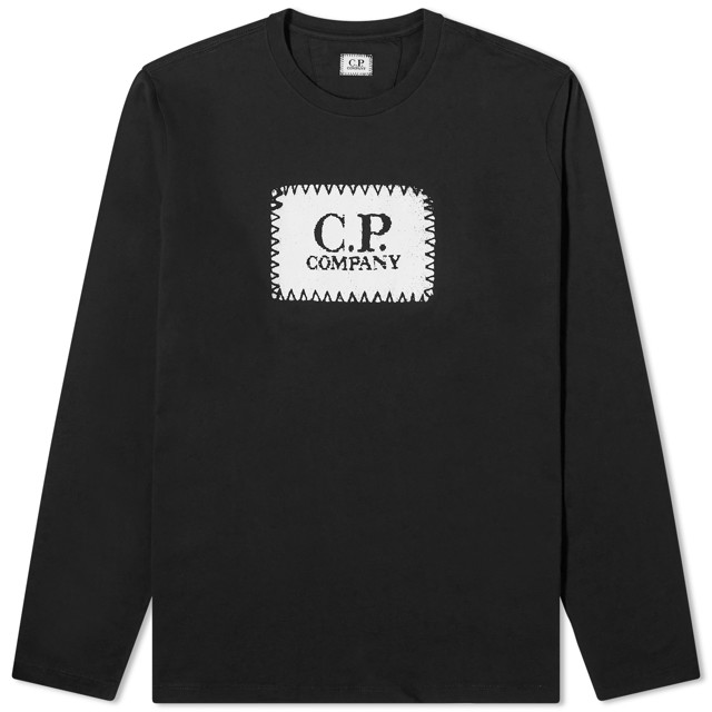 Póló C.P. Company Box Logo Longsleeve T-Shirt Fekete | 16CMTS265A-005100W-999