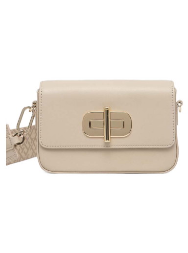 Válltáskák Tommy Hilfiger Leather Shoulder Bag with Turn Lock Bézs | AW0AW15152