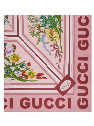Sálak és kendők Gucci Floral Print Silk Scarf Rózsaszín | 691455 3G001