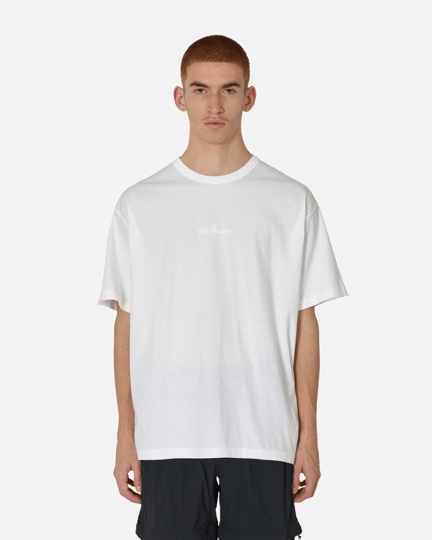 Póló Stone Island Garment Dyed Embroidered Logo T-Shirt Fehér | 801520457 V0001, 0