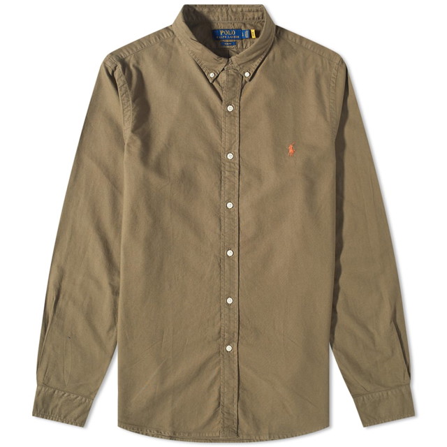 Ing Polo by Ralph Lauren Button Down Garment Dyed Oxford Shirt Defender Green Barna | 710804257006