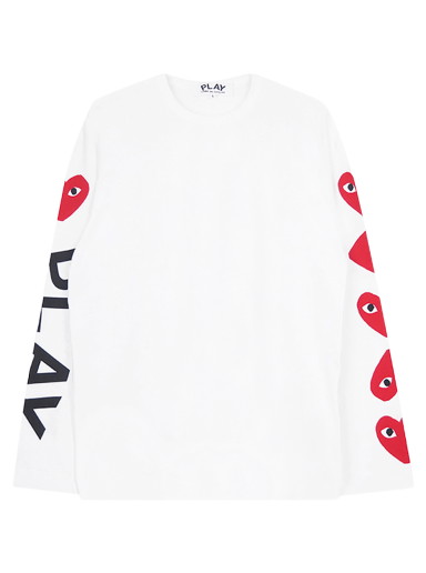 Póló Comme des Garçons PLAY Alternating Hearts T-Shirt Fehér | AZ T262 051 1