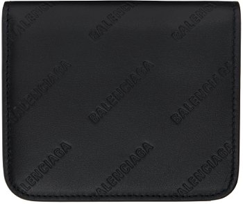 Balenciaga Black Allover Logo Embossed Wallet 594216 2AAXQ