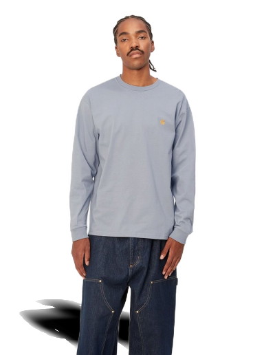 Póló Carhartt WIP L/S Chase T-Shirt "Mirror / Gold" Kék | I026392_1R2_XX