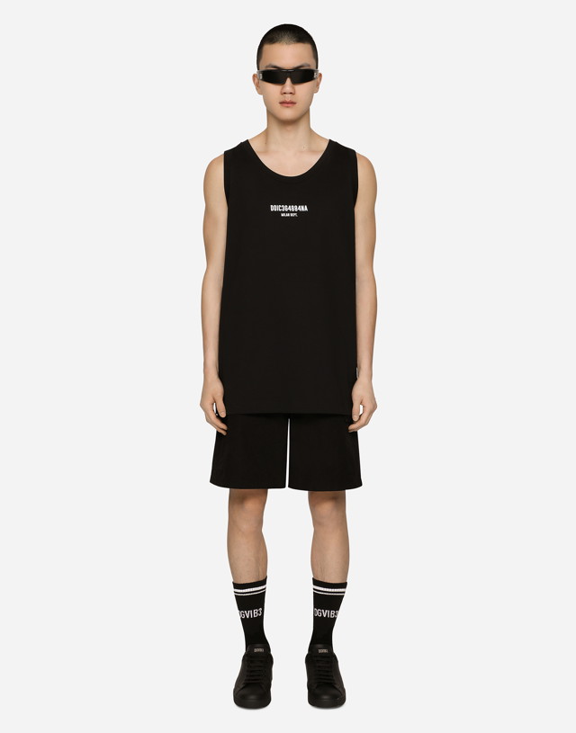 Printed Cotton Jersey Singlet With Dg Vib3 Patch