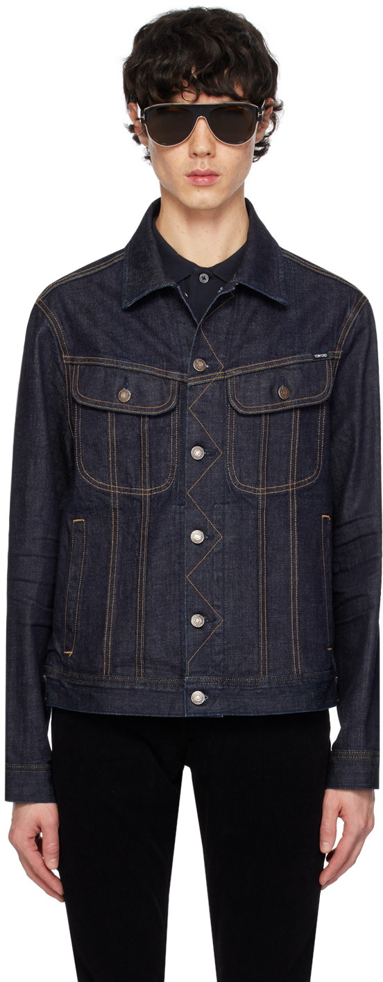 Dzsekik Tom Ford Aged Icon Denim Jacket Fekete | DJI001-DMC034S24HB775