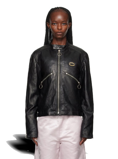Dzsekik Acne Studios Distressed Leather Jacket Fekete | B70122-