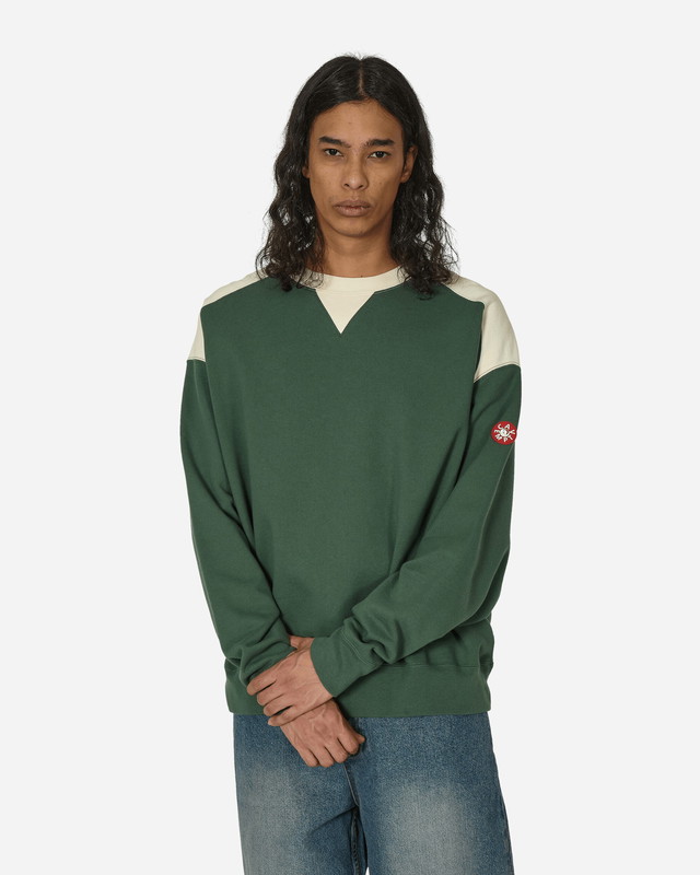 Sweatshirt Cav Empt Panel Shoulder Crewneck Sweatshirt Green Zöld | CES25CS10 GRN