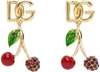 Dolce & Gabbana Gold DG Cherry Earrings WEP6C1W1111
