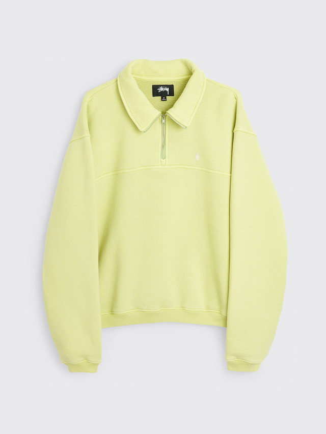 Sweatshirt Stüssy Fleece Zip Mock Lime Sárga | 118539 0412