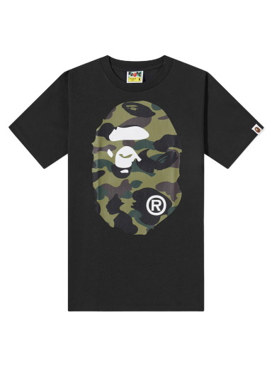 Póló BAPE 1St Camo Big Ape Head T-Shirt Black/Green Fekete | 001TEJ301011M-BLKGRN