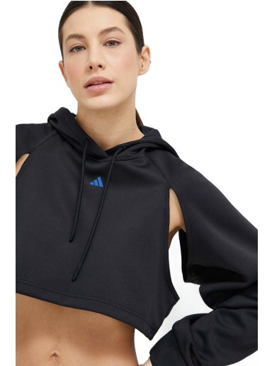 Sweatshirt adidas Performance HIIT AEROREADY Crop Training Hoodie Fekete | HN7769