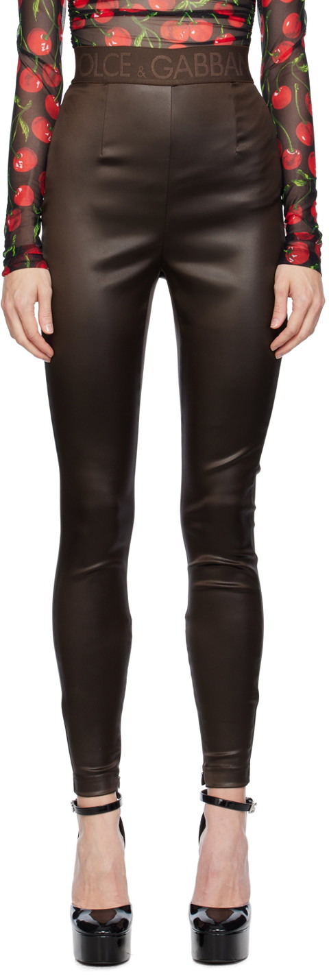 Leggings Dolce & Gabbana Brown Zip Leggings Barna | FTCNAT FURMV