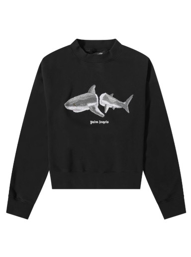 Sweatshirt Palm Angels Shark Crew Sweat Fekete | PMBA026C99FLE0041009