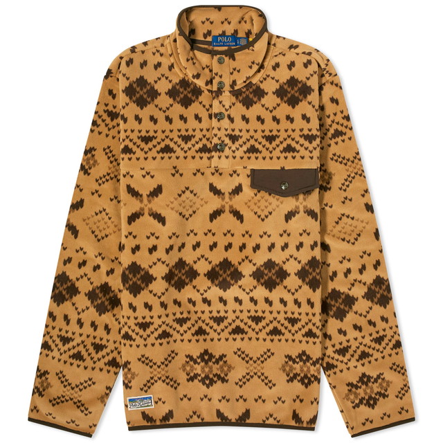 Sweatshirt Polo by Ralph Lauren High Pile Fleece Lodge "Fair Isle" 
Narancssárga | 710928313001