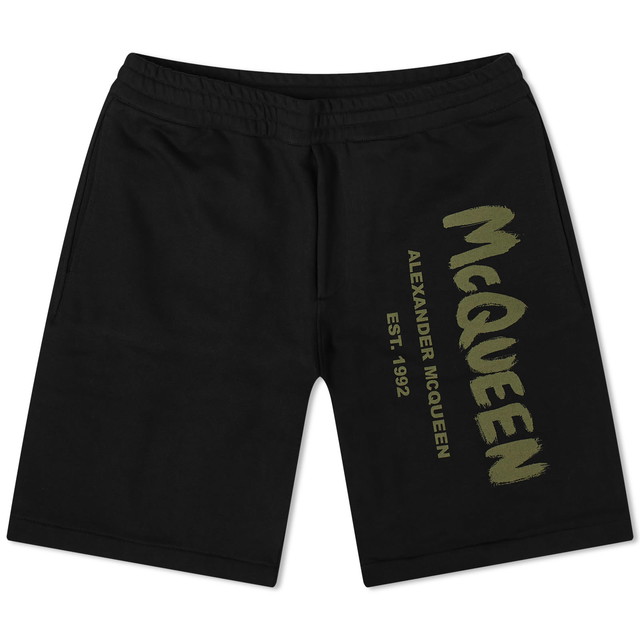 Rövidnadrág Alexander McQueen Graffiti Logo Sweat Shorts Fekete | 688717QTAAB-0519