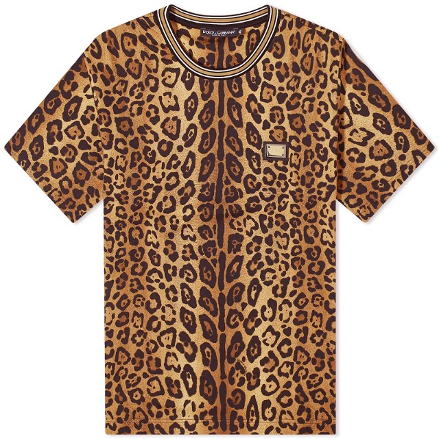 Póló Dolce & Gabbana Leopard Print T-Shirt Barna | G8PN9TII7B0-HXNBM