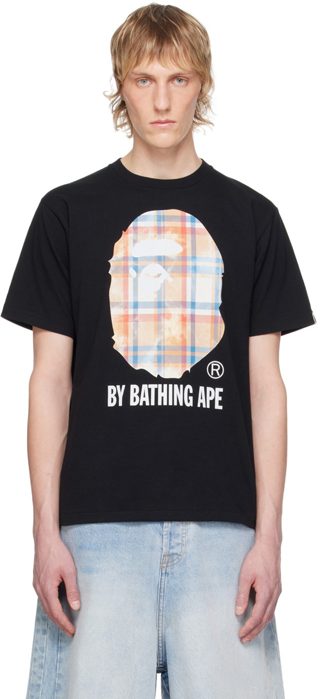 Póló BAPE BAPE Black Bleached Bape Check T-Shirt Fekete | 001TEK301038M