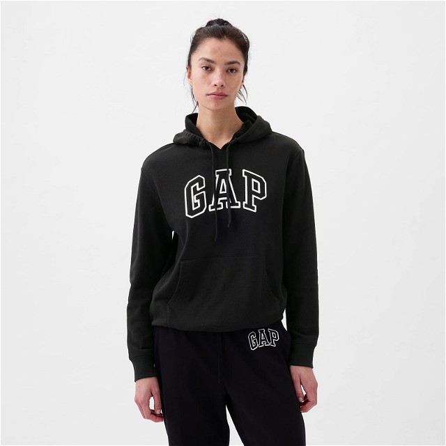 Sweatshirt GAP Pullover Logo Hoodie True Black V2 Fekete | 870537-02