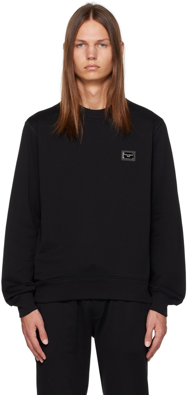 Sweatshirt Dolce & Gabbana Black Plaque Sweatshirt Fekete | G9ABJTG7F2G