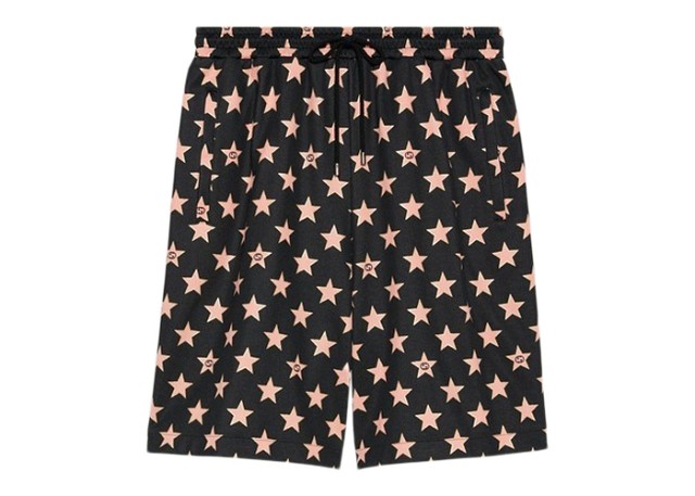 Rövidnadrág Gucci Star-Print Shorts Black Fekete | 705299 XJEOP 1082