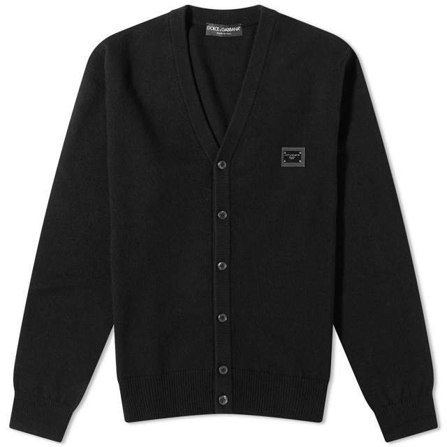 Pulóver Dolce & Gabbana Plate Knitted Cardigan Black Fekete | GXO37TJEMQ4-N0000