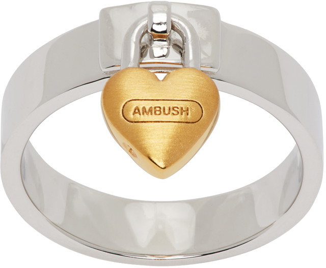 Gyűrűk Ambush Heart Padlock Ring "Silver" Fémes | BWOC003S24BRA0017200