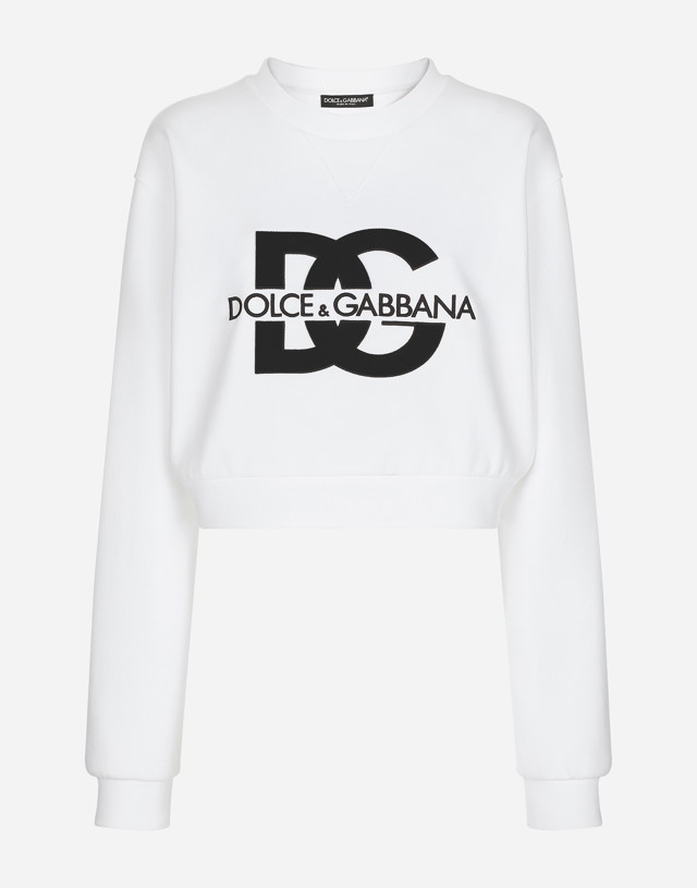 Sweatshirt Dolce & Gabbana Jersey Sweatshirt With Dg Logo Embroidery Fehér | F9R55ZGDB7BW0800