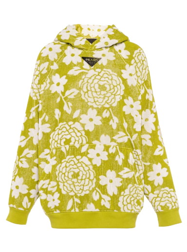 Sweatshirt Prada Floral Print Hoodie Zöld | UJL09AS22110E4