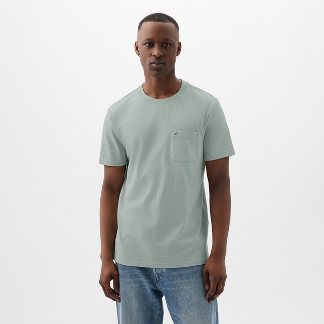 Póló GAP Pocket Micro Logo Tee Frothy Aqua Zöld | 857901-00