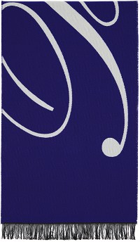 Logo Wool Silk Scarf Blue / Off-White