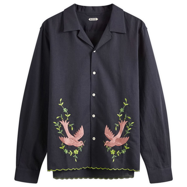 Ing Bode Embroidered Rosefinch Fekete | MRS24SH042-BLK