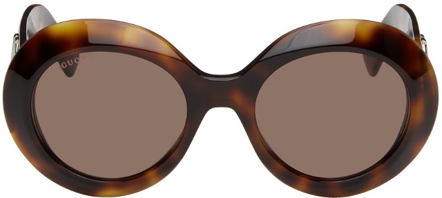 Ruházat Gucci Gucci Tortoiseshell Oval Sunglasses Barna | GG1647S