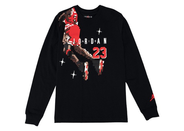 Póló Jordan Jordan Slam Dunk Contest Holiday Long Sleeve Pixel Tee Black/Chile Red Fekete | DC9793-010