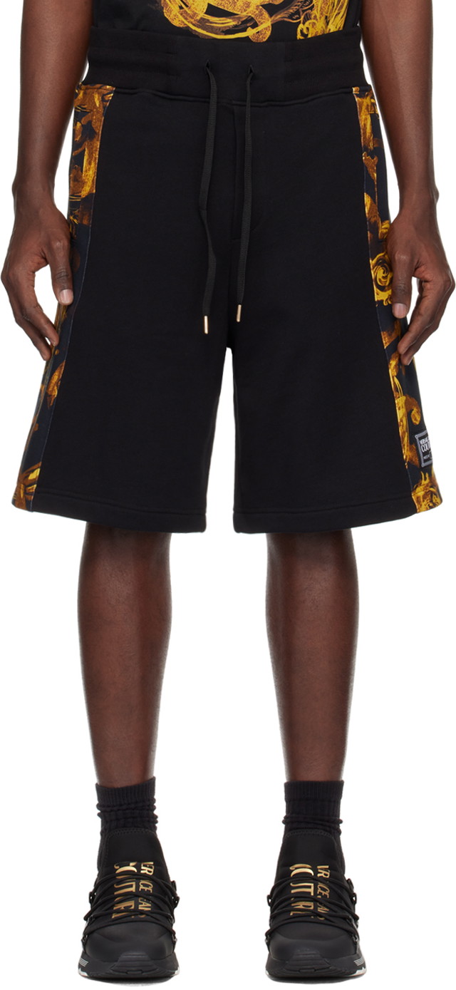 Rövidnadrág Versace Couture Black & Gold Watercolor Couture Shorts Fekete | E76GAD3C0_EFS127