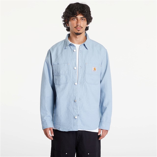 Dzsekik Carhartt WIP Walter Shirt Jacket UNISEX Misty Sky Rinsed Kék | I033578.0W902
