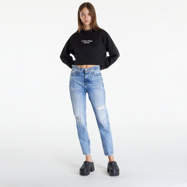 Sweatshirt CALVIN KLEIN Stacked Institutional Sweatshirt Black Fekete | J20J221466 BEH, 2