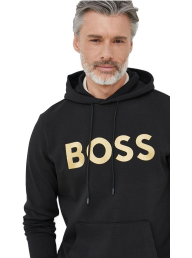 Sweatshirt BOSS Contrast Logo Relaxed Fit Hoodie Fekete | 50482887