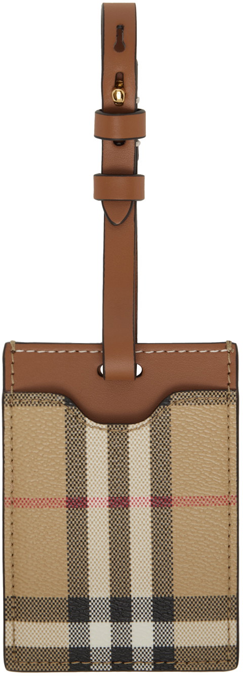 Kulcstartók Burberry Check Luggage Tag Bézs | 8073976