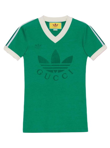 Póló Gucci x adidas V-Neck T-Shirt Zöld | ‎693636 XJEBZ 3816