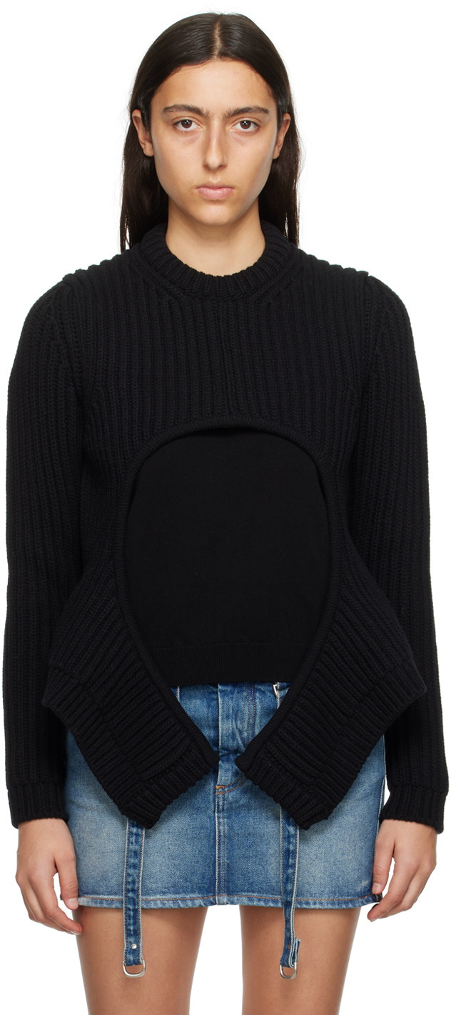 Pulóver Off-White Black Meteor Cut Out Sweater Fekete | OWHE099F23KNI0011000