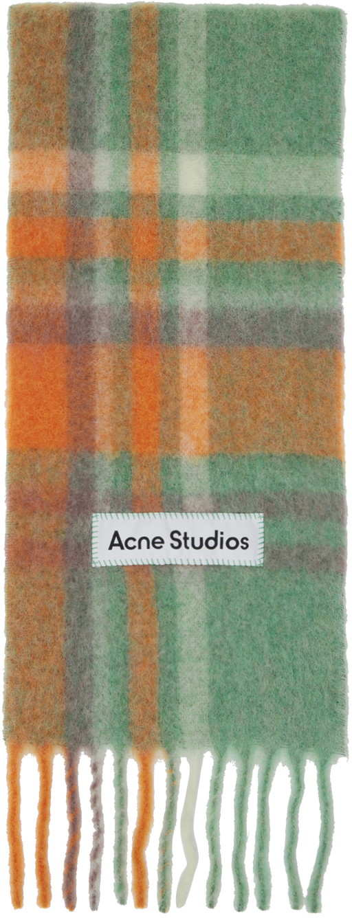 Ruházat Acne Studios Orange & Green Tartan Scarf Zöld | CA0293-