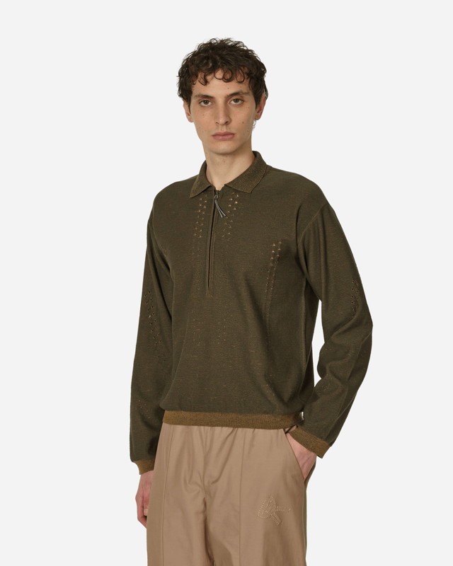 Pulóver ROA Merino Polo Sweater Military Green Zöld | RBMW078YA03 GRN0004