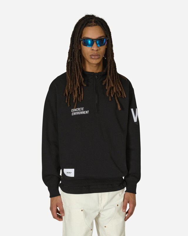 Sweatshirt WTAPS Depst Half-Zip Sweatshirt Black Fekete | 241ATDT-CSM05 BLK