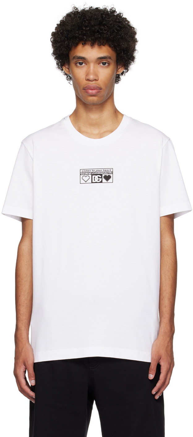 Póló Dolce & Gabbana White Printed T-Shirt Fehér | G8PB9THU7MA