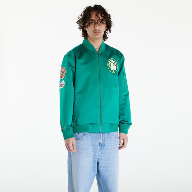 NBA Lightweight Satin Bomber Vintage Logo Celtics Green